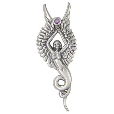 Sterling Silver Melusine Pendant - Amethyst Gemstone Snake Naga Goddess Jewelry