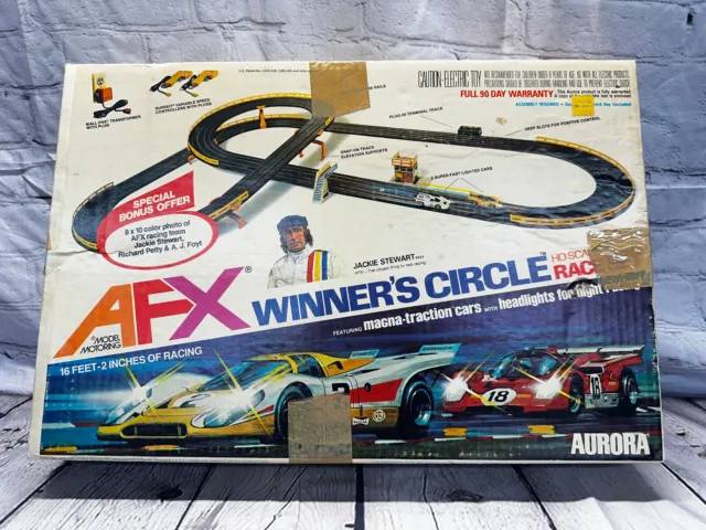 Aurora AFX Racing Jackie Stewart Winners Circle Race Track Set 1977 Vintage Rare