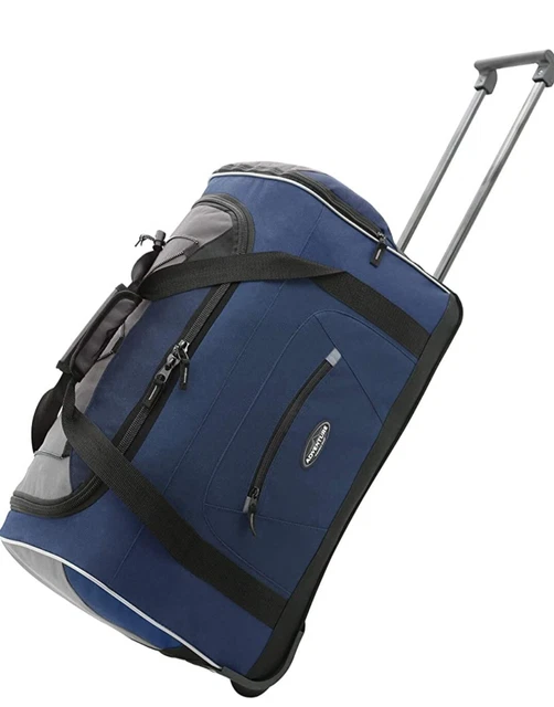 Travelers Club Adventure Upright Rolling Duffel Bag Navy Blue/Grey 30 Inch 86.2L