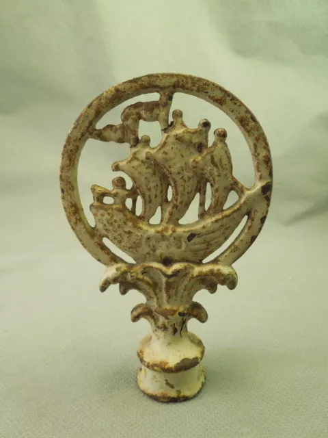 Cast Iron Norse Voyage Ships & Water Sprout Vintage Finial
