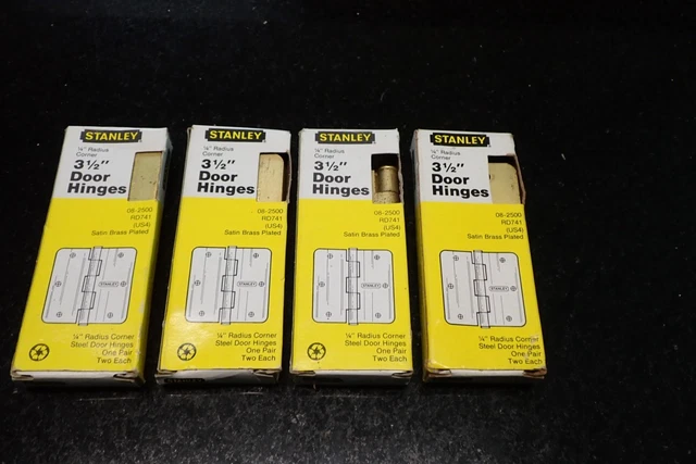 Stanley Brass Plated Hinge 4 Sets Rounded Corners 3-1/2" Door Hardware 8 Hinges