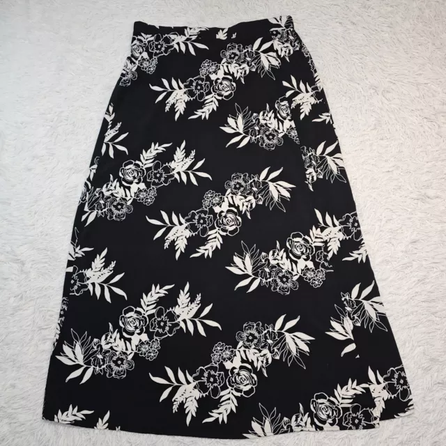 Womens Xilharation Pull On Black White Floral Print Rayon Maxi Skirt Size XL