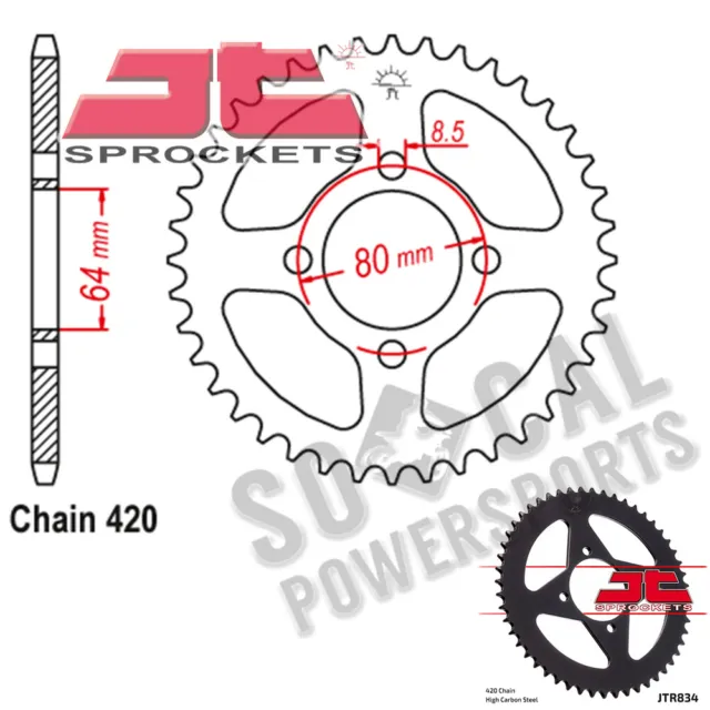 JT Sprockets Steel Rear Sprocket 420 Pitch 45 Tooth Yamaha PW 80 (1983-1985)