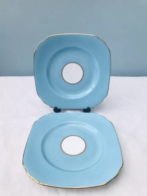 Set Of 2 Sutherland Turquoise Harlequin China Cake/Side Plates