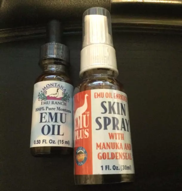 Montana Ranch 100% Pure Emu Oil + Emu Plus Enriched Skin Spray w Manuka * New