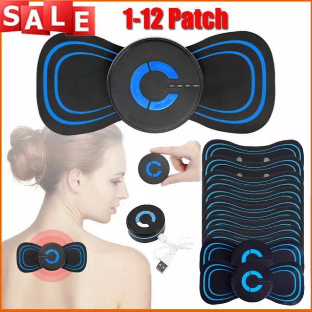 Mini Electric Neck Back Massager EMS Cervical Massage Patch Relief Pain Portable