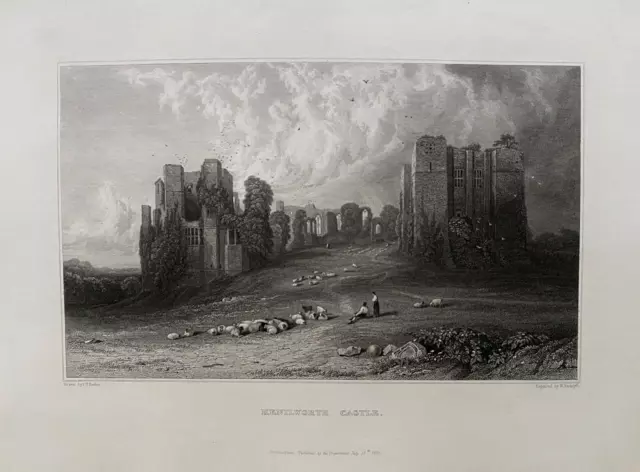 1826 Antique Print; Kenilworth Castle, Warwickshire after J.V.Barber
