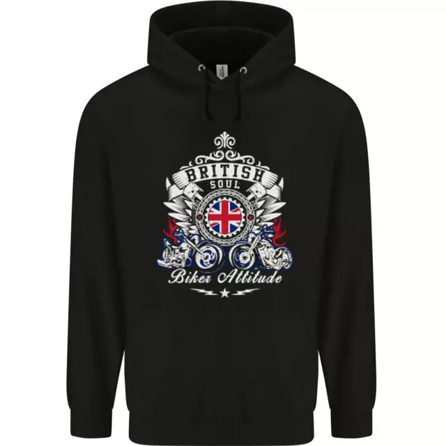 Felpa con cappuccio da moto British Soul Biker da uomo 80% cotone