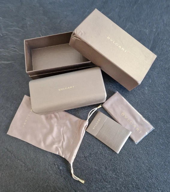 BVLGARI SUNGLASSES CASE Beige Pink In Original Box With