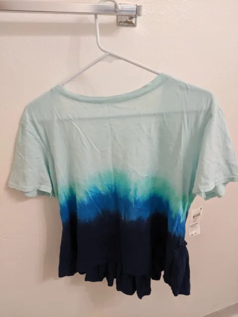 INC International Concepts Women Navy Blue Tie Dye Short Sleeves Top Size S