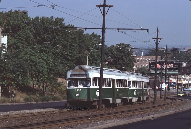 MBTA 3238 leads a two-car Commonwealth Ave train 1979 Original Kodachrome Slide