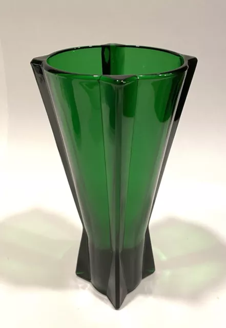 Anchor Hocking Emerald Green Rocket Vase MCM Art Deco Space Age 9”