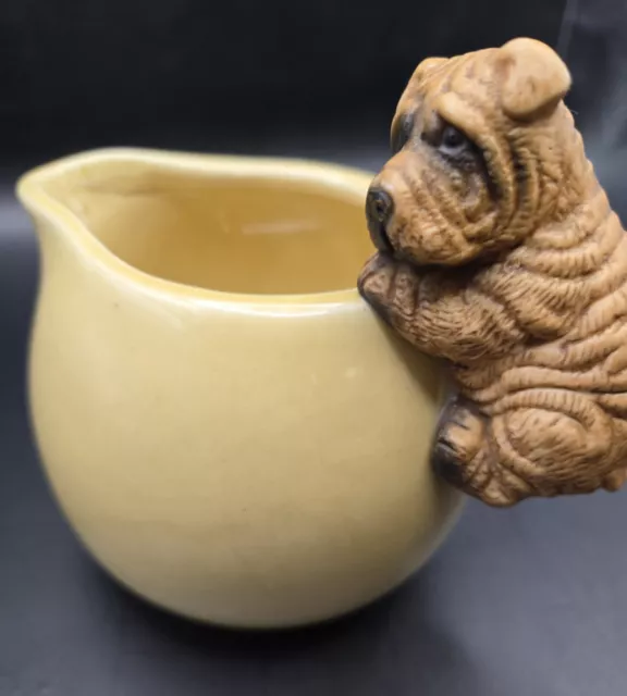Vintage Shar Pei Puppy Dog Ceramic Stoneware Creamer Pitcher 2