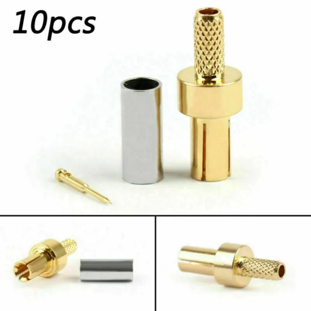 10x Connettore TS9 Male Plug Crimp RG174 RG316 LMR100 Cavo Dritto Gold Plated Y1