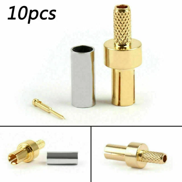 10x Connettore TS9 Male Plug Crimp RG174 RG316 LMR100 Cavo Dritto Gold Plated Y1