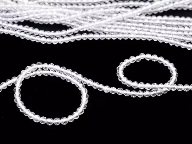 Naturel AAA Cristal Quartz Gemme Rondelle Facettes 2mm-3mm Perles 13 " 1 Brin