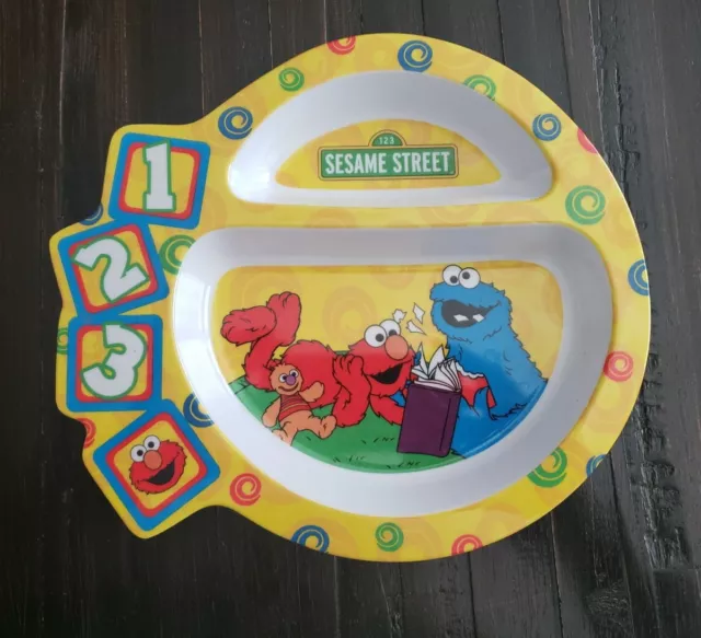 Sesame Street Elmo Cookie Monster 123 Divided Plate The First Years 2005