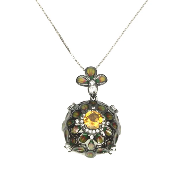 Collier Pendentif Acrostiche 'Dare To' Gemondo - Argent 925, émail Noir, Pierres, 18 Pouces