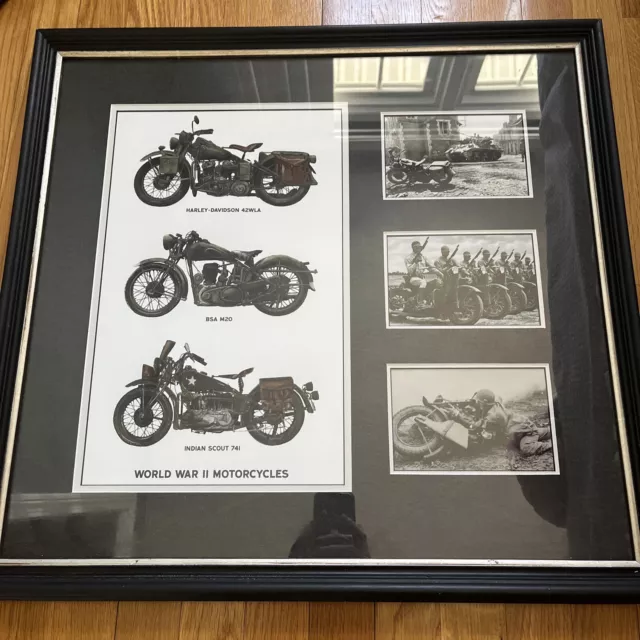 Large 2x2ft. harley davidson ww2 motorcycles Portrait With Bonus Belt Buckle