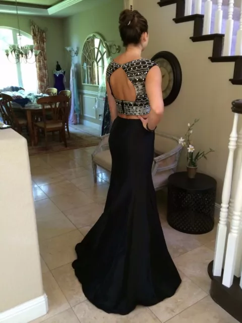 $640 NWT BLACK Two Piece Jovani Prom/Pageant/Formal Dress/Gown #25621 ...