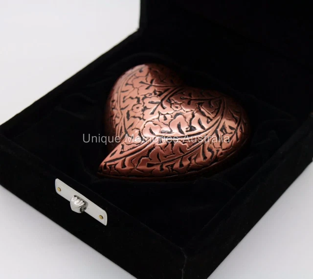 Solid Brass Copper Oak Leaf Heart Style Cremation Memorial Keepsake Funeral Urn