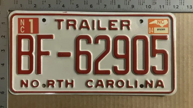 2004 North Carolina trailer license plate BF-62905 natural 04 sticker 13898