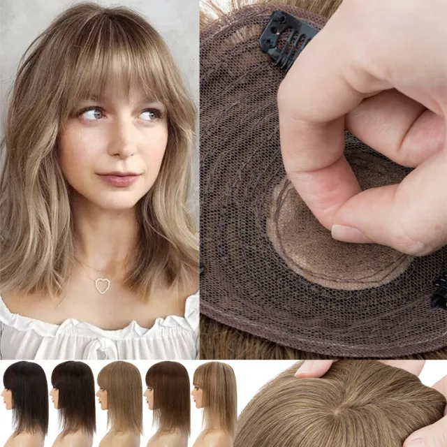 Women Topper Remy Human Hair Piece Clip In Toupee Onepiece For Thin Loss Hair