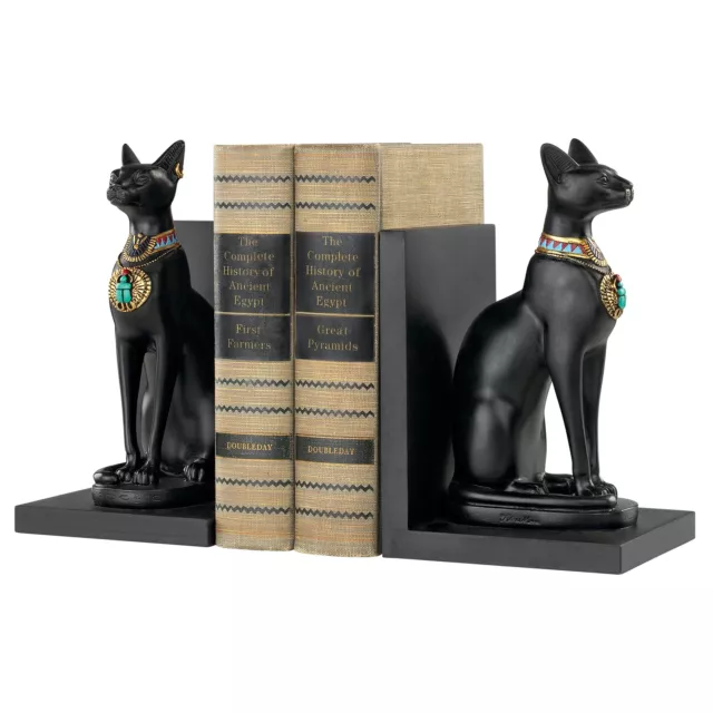 Design Toscano Bastet Cat Goddess of Ancient Egypt Sculptural Bookends