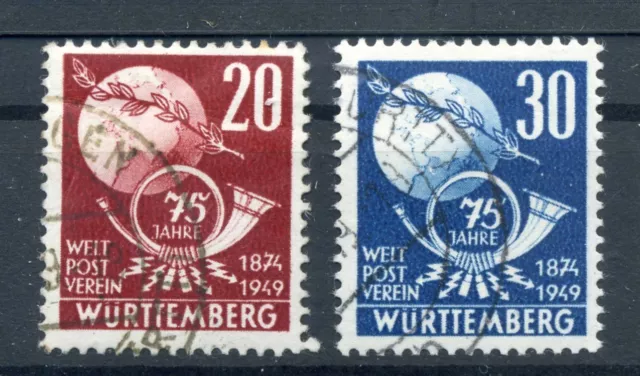 880658) Frz. Zone Württemberg Nr. 51-52 gestempelt, UPU, Weltpostverein