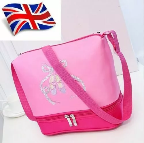 UK Stock Pink Girls Kids Ballet Shoes Dance Bag / Shoulder Bag / Handbag Sequin