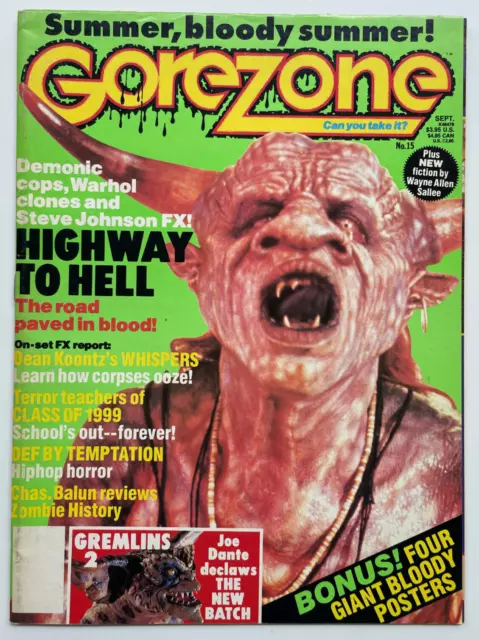 Gorezone Magazine #15 FN Starlog Communications 1990 Horror Film FX w/Posters
