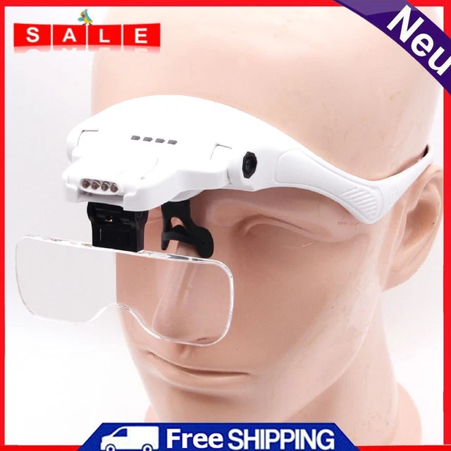 Headband Magnifier USB Rechargeable Head Magnifying Glass for Reading Repair