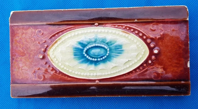 Antique Victorian / Edwardian Flaxman moulded majolica art nouveau tile