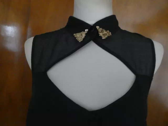 Rachel Roy black lined decorated embellished evening blouse sz 12 (fits size 10) 2