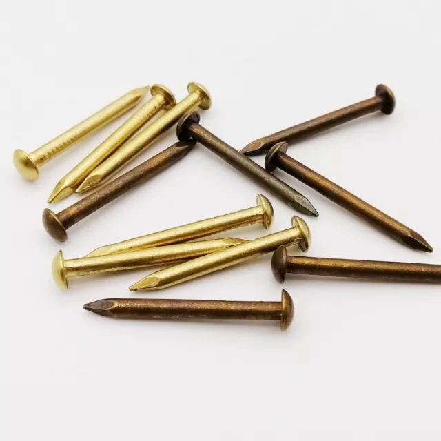 10/100X Pure Copper Brass Small Mini Round Head Nail Tack Dia=1.2-2.8mm L=8-50mm 2