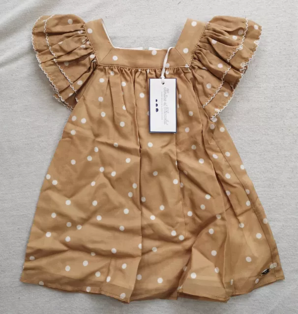 Tartine Et Chocolat Baby Girl's Cotton Silk Camel Spotted Dress New With Tags