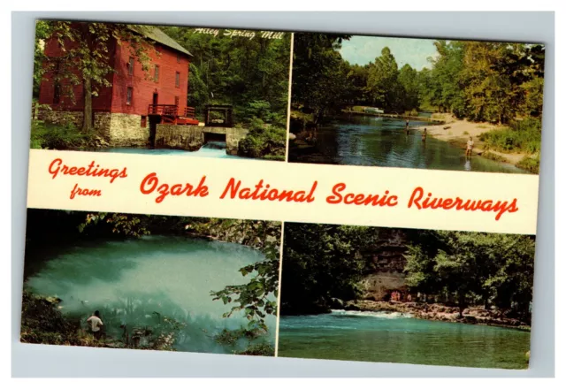 Banner Multi-Greetings from Ozark National Scenic Riverways MO Old Postcard