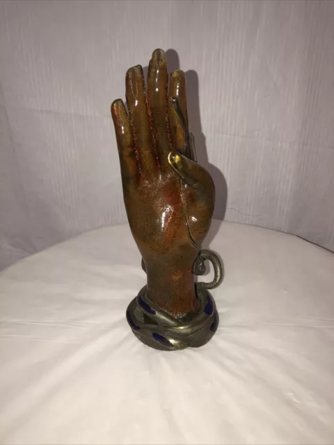 French Art Nouveau Acid Etched Glass "Galle  Hand" Signed