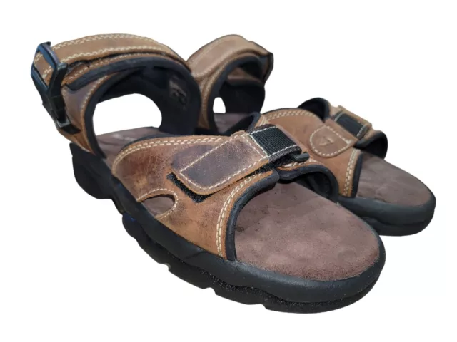 THOM MCAN MEN'S Brown Leather Sport Comfort Poron 4000 Sandals Shoes ...