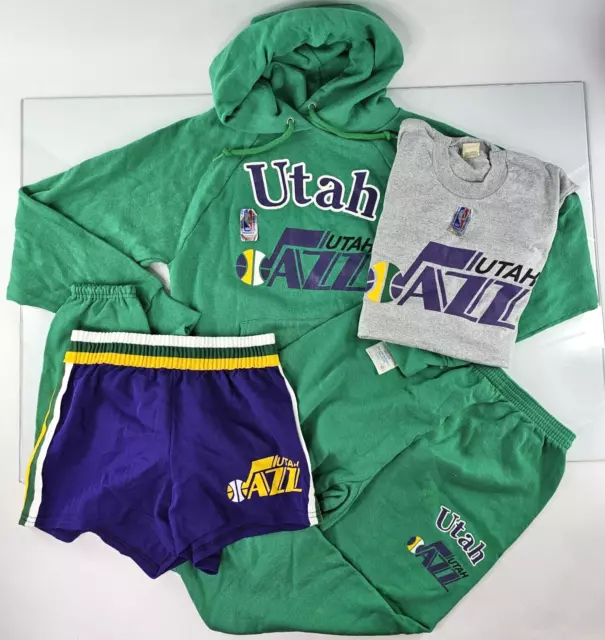 Vintage NBA UTAH JAZZ Warmup SET Sweatpants Shirt Shorts Medium 1970's NOS