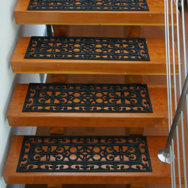 Rubber-Cal 6-Piece Regal Stair Treads Rubber Step Mats, 9.75 by 29.75 inch