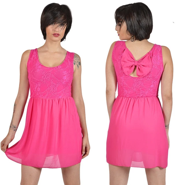 Vestito Donna Sexy Elegante Mini Abito Estivo Corto Vestitino Hot Rosa Tubino da