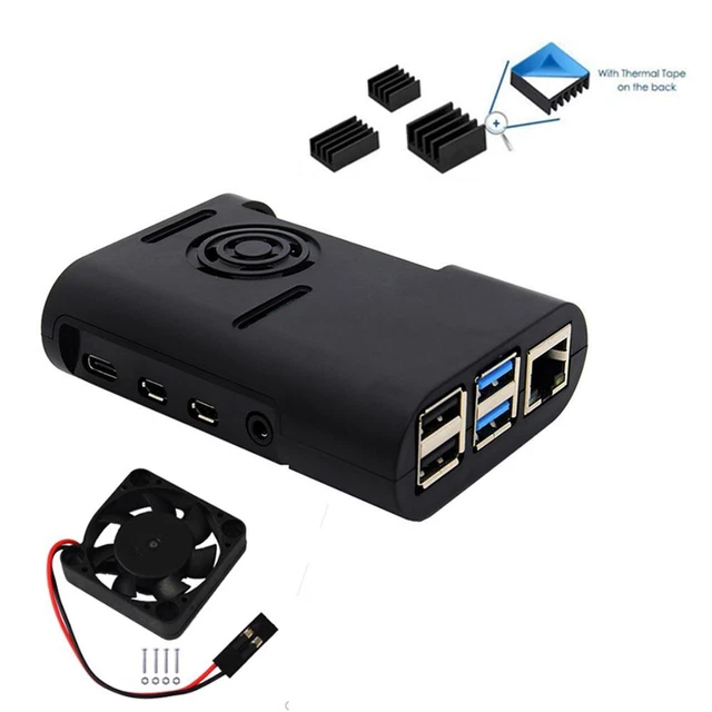 for Raspberry Pi 4 Model B, Pi 4B, Pi 4 with Cooling Fan Cover Shell Case