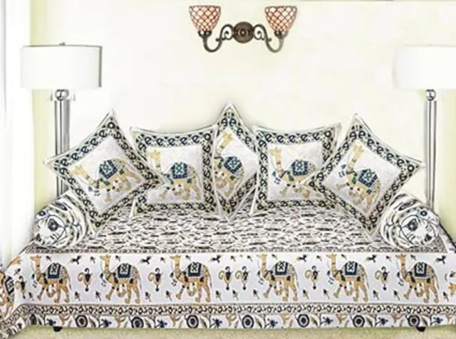 Juego de funda de cama India 100% algodón Diwan, decoración, cojín cómodo,...