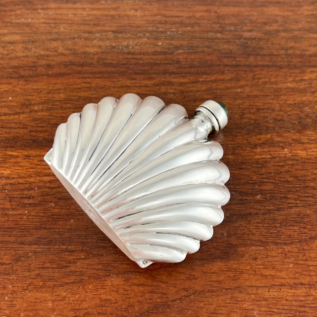 Ormex Mexican Art Deco Sterling Silver Perfume / Scent Bottle Ribbed Fan No Mono