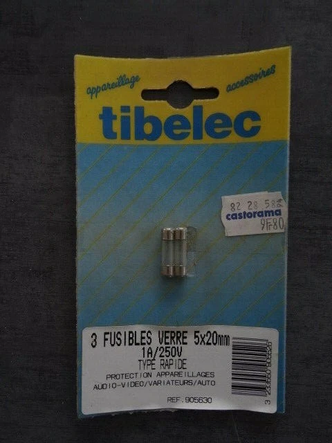 2 cartouches en verre 5 x 20 mm - 1 A pour appareillages audio vidéo ou autres