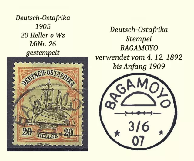 Deutsche Kolonien DOA MiNr. 26 - gestempelt, BAGAMOYO,  schönes Sammlerstück!