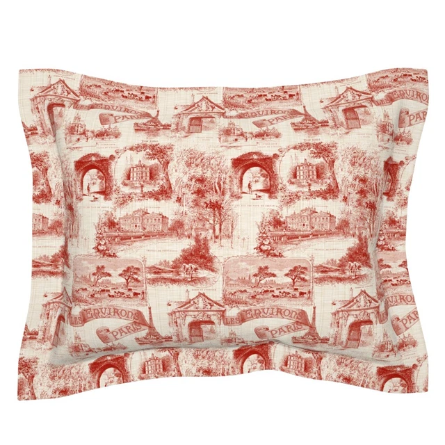 French Vintage Toile Du Jouy De Paris Turkey Red Pillow Sham by Spoonflower