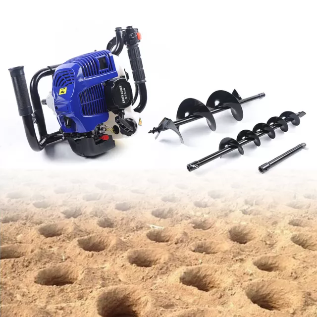 52CC Gas Powered Post Hole Digger Power Engine Motor 8" Auger Bit Extension rod