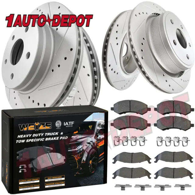 Front & Rear Drilled Brake Rotors Pads for Dodge Ram 1500 Durango Chrysler Aspen